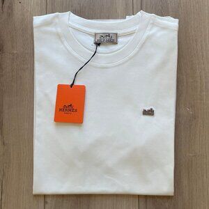 Hermes Medium Size Casual Basic T-Shirt White